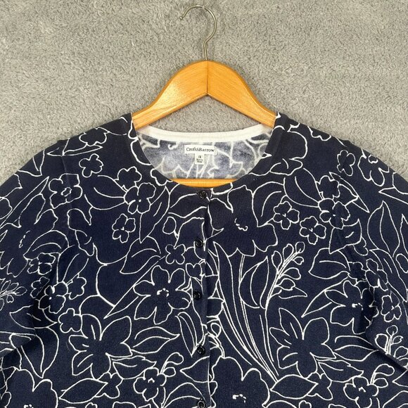 Croft & Barrow Floral Print Top Women's Plus 1X Blue White 3/4 Sleeve Blouse - Picture 3 of 12